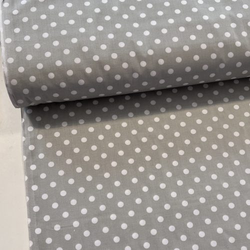 Extra puha: Halvány szürke a. 8 mm-es pöttyös (puha, puplin tapintású) pamutvászon (#254 d. grey)