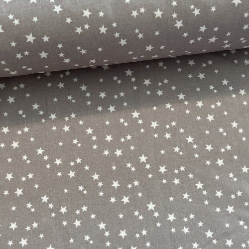 Szürke alapon fehér csillagos 160 cm sz. pamutvászon (KA)