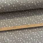 0,48 m EGYBEN KÉRHETŐ Szürke alapon fehér csillagos 160 cm sz. pamutvászon (KA)