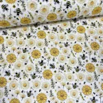 Méhecskés-margarétás pamutvászon