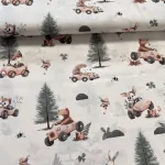 Vaj a. erdőben autózó kisállatos 160 cm sz. pamutvászon