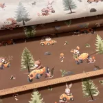 Vaj a. erdőben autózó kisállatos 160 cm sz. pamutvászon