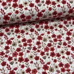 0,3 m  EGYBEN KÉRHETŐ Piros-bézs színű virágos mező pamutvászon