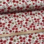 0,3 m  EGYBEN KÉRHETŐ Piros-bézs színű virágos mező pamutvászon