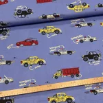 Kék alapon autós pamutvászon