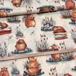 Ekrü alapon Capibara 160 cm sz. pamutvászon