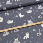 1,74 m Helyenként nyomtatási hibás KIÁRUSÍTÁS: Szürke a. sarki rókás 160 cm sz. pamutvászon (KA)