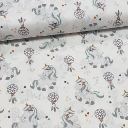   KIÁRUSÍTÁS: Unikornis-álomcsapdás 160 cm sz. pamutvászon (KA)
