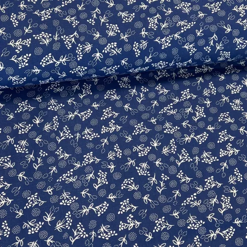 Kék alapon fehér pitypangos kékfestő jellegű pamutvászon