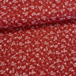   Piros alapon fehér pitypangos kékfestő jellegű pamutvászon