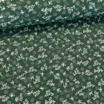 Zöld alapon fehér pitypangos kékfestő jellegű pamutvászon