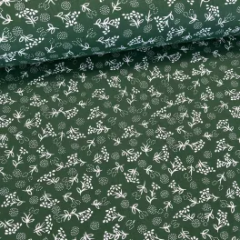   Zöld alapon fehér pitypangos kékfestő jellegű pamutvászon