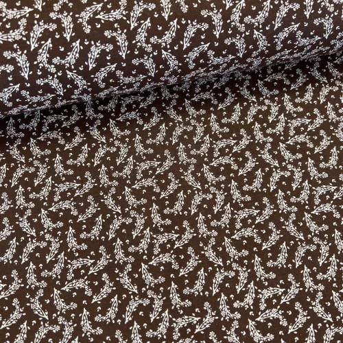Csokibarna alapon fehér kiságas pamutvászon