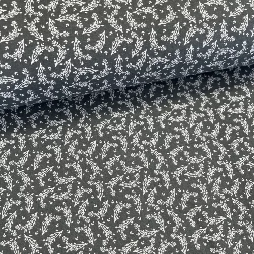 Szürke alapon fehér kiságas pamutvászon