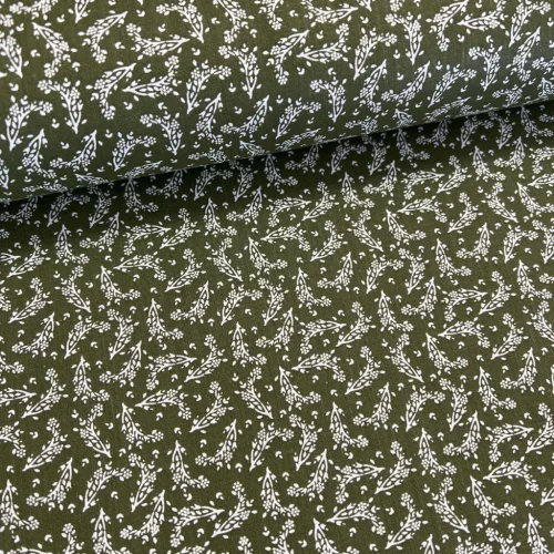 Zöld alapon fehér kiságas pamutvászon