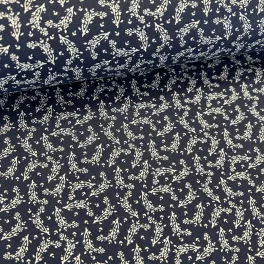 Sötétkék alapon fehér kiságas pamutvászon