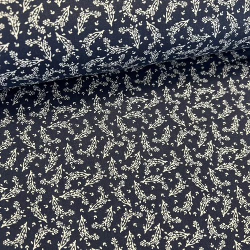 Sötétkék alapon fehér kiságas pamutvászon