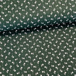 Sötétzöld alapon tulipános pamutvászon