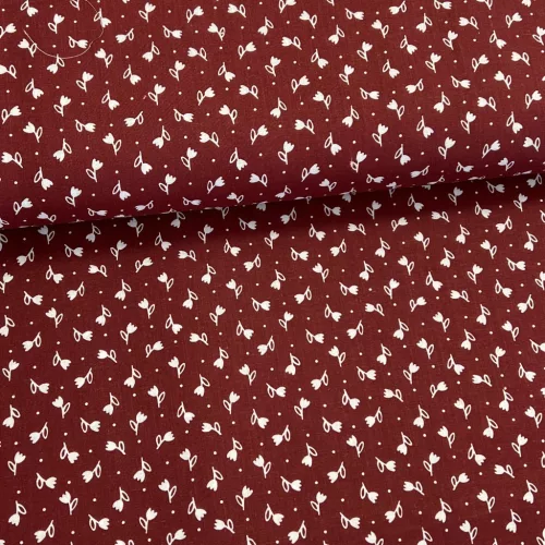 Bordó alapon tulipános pamutvászon