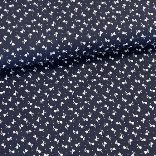 Sötétkék alapon tulipános pamutvászon