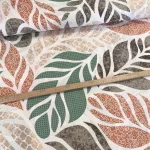 Zöld-bézs-terra nagy leveles 160 cm sz. pamutvászon