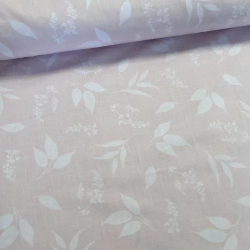 KIÁRUSÍTÁS: Halványrózsaszín a. fehér ágas leveles 160 cm sz. pamutvászon (KA)