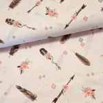 Halványrózsaszín a. indián tollas pamutvászon