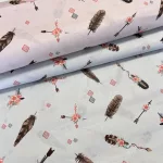 Halványrózsaszín a. indián tollas pamutvászon