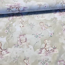   KIÁRUSÍTÁS: Lila ruhás királylány a sárkányával 160 cm sz. pamutvászon (KA)