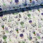Fehér alapon levendulás, provence-i mintás pamutvászon