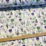 Fehér alapon levendulás, provence-i mintás pamutvászon