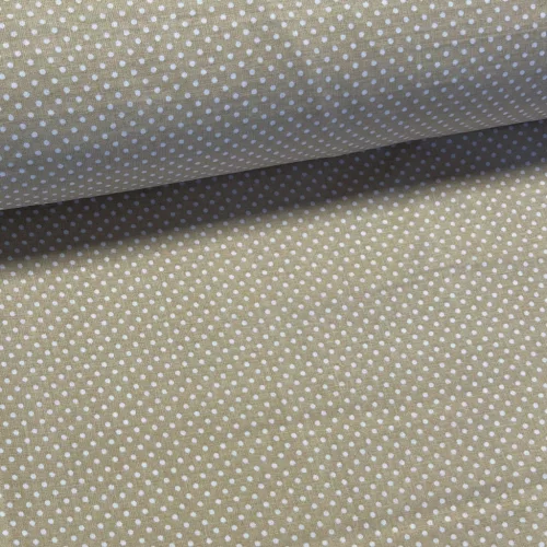Homok alapon 2 mm-es kispöttyös pamutvászon (7676 Beige No.2)