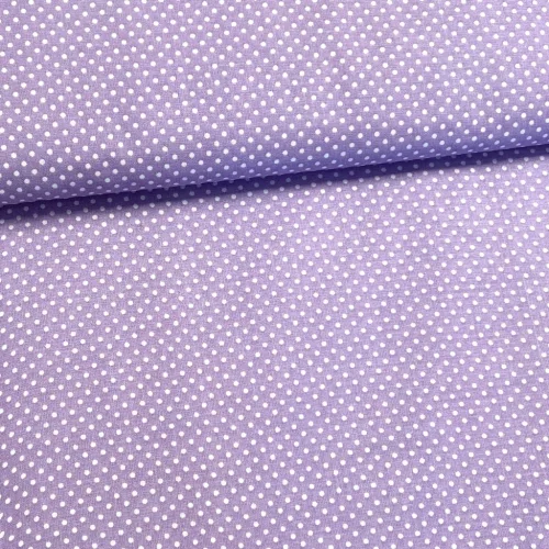 Levendula lila alapon 2 mm-es kispöttyös pamutvászon (7676 Lavender)