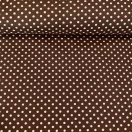 Barna alapon 2 mm-es kispöttyös pamutvászon (7676 brown)