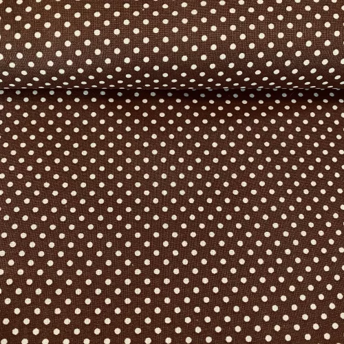 Barna alapon 2 mm-es kispöttyös pamutvászon (7676 brown)