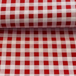 Piros-fehér kockás pamutvászon (1 cm-es kockás)