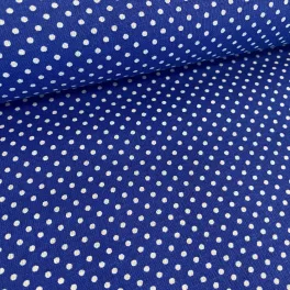   Királykék alapon 2 mm-es kis pöttyös pamutvászon (7676 Royal blue)