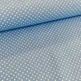   V. kék alapon 2 mm-es kis pöttyös pamutvászon (7676 Lt blue)