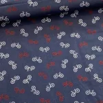 Sötétkék alapon biciklis pamutvászon