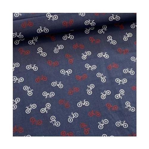 Sötétkék alapon biciklis pamutvászon