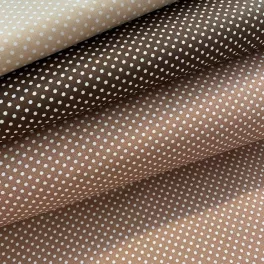   Praliné barna alapon 2 mm-es kispöttyös pamutvászon (Praline 7676)