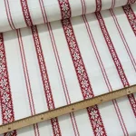 Fehér alapon piros szőttes (száda) mintás kékfestő jellegű pamutvászon