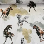 Fehér alapon lovas No.2. 160 cm sz. pamutvászon