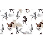 Fehér alapon lovas No.2. 160 cm sz. pamutvászon