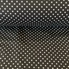 Fekete alapon 2 mm-es kis pöttyös pamutvászon
