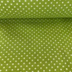 0,31 m Szál hibas EGYBEN KÉRHETŐ Kiwi zöld alapon 2 mm-es kis pöttyös pamutvászon (7676 Kiwi)