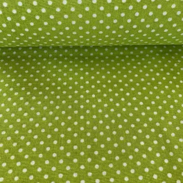   0,31 m Szál hibas EGYBEN KÉRHETŐ Kiwi zöld alapon 2 mm-es kis pöttyös pamutvászon (7676 Kiwi)