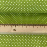 0,31 m Szál hibas EGYBEN KÉRHETŐ Kiwi zöld alapon 2 mm-es kis pöttyös pamutvászon (7676 Kiwi)