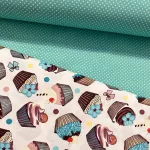 Türkiz alapon 2 mm-es kispöttyös pamutvászon (7676 Aqua Green-Mentha)