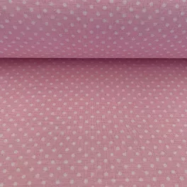   Világos rózsaszín (LT Rosa 7676) alapon 2 mm-es kis pöttyös pamutvászon